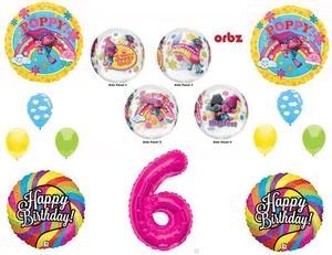TROLLS 6TH Orbz Happy Birthday Party Balloons Decoration Supplies Poppy Movie - Picture 1 of 1