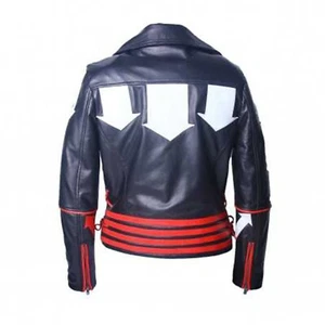 Men Freddie Mercury Red and Black Casual Motorcycle Biker Leather Jacket - Picture 1 of 12