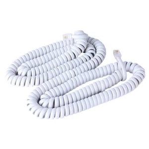 White Retractable Long Handset Coil Cord Phone Curly Spiral Receiver 25' Ft NEW - Zdjęcie 1 z 1