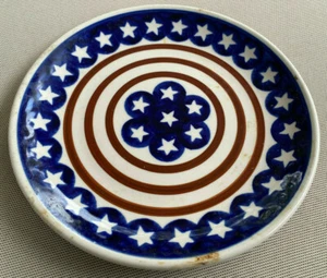 Americana Boleslawiec 1 Salatteller polnische Keramik rot weiß blau Handarbeit - Bild 1 von 2