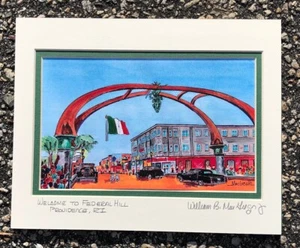 Federal Hill Art Print Providence RI Gateway Arch Pinecone Italian restaurants - Picture 1 of 2