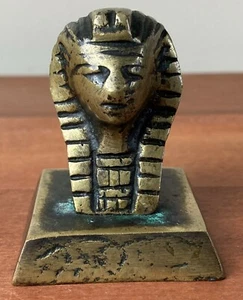 Miniature brass King Tut bust on square base - Picture 1 of 8