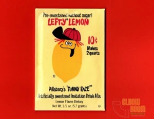 Funny Face 1965 Lefty Lemon drink mix pack ART 2x3" fridge/locker MAGNET - Picture 1 of 2