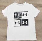 Under Armour Kids Size Small White Logo Print Short Sleeve Tee Nice Condition