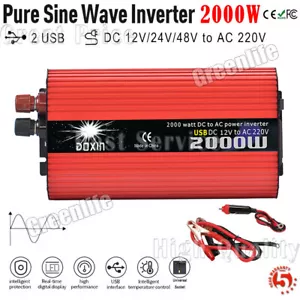 Onduleur 2000W 12/24/48V vers 220V Onde Sinusoïdale Convertisseur Eolien&Solaire - Imagen 1 de 14