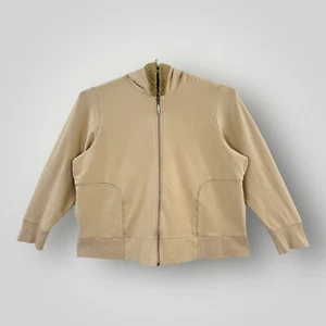 Venezia Sport Hoodie Woman 26/28 Beige Full Zip Satin Lined FleeceTrimmed Hood - Picture 1 of 5