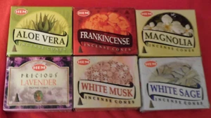 HEM Incense Cones: Lot of 6 boxes of 9-10 each; 6 different scents - Picture 1 of 7
