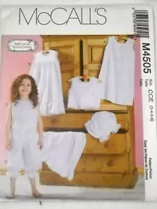 McCalls 4505 Camisole Höschen Bloomer Slips Kinder Gr. 3-6 Schnittmuster - Bild 1 von 2