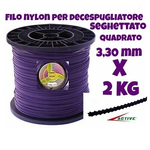 FILO SEGHETTATO �3,3mm X 2kg QUADRATO DECESPUGLIATORE ACTIVE PLATINO sega - Foto 1 di 4