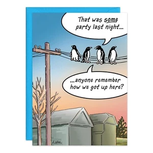 Humor Funny Penguins Powerline Card Friend oatmeal studios Him Man Her - Picture 1 of 2
