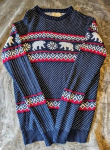Aspen Collection Eisbär Fair Isle Navy Pullover Weihnachtspullover Baumwolle - S - Bild 1 von 10