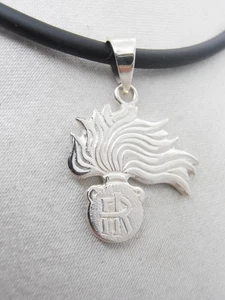 Fiamma dell'Arma dei Carabinieri : Ciondolo in Argento 925 e Caucciù - Pendente - Picture 1 of 7