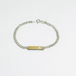 Bracciale Bambino Argento 925 e Oro Giallo 18 kt Placchetta Stella _AGB023 - Picture 1 of 4