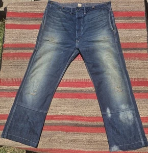 Vintage Double Rl Rrl Denim Jeans Cinch Buckle Back Flap Pocket Distressed 36x28 - Bild 1 von 19
