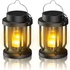 Solar Lantern Lights - Flickering Flameless Candle, Weatherproof Garden Decor, G - Picture 1 of 7
