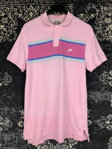 Herren hellrosa Nike Polo T-Shirt mit auffälligen horizontalen Streifen, Gr. L - Bild 1 von 5