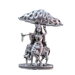 Shree Krishna Idol In Pure 925 Silver / Shri Krishna Statue Murti In Silver - Picture 1 of 2