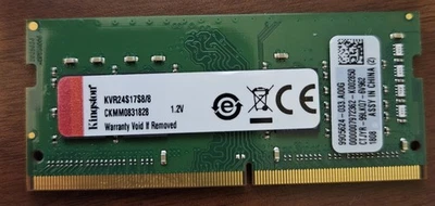 Kingston 8 GB 2400 MHz DDR4 1Rx8 SODIMM RAM - KVR24S17S8/8 Foto 1 de 2