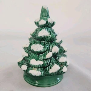 Vintage Small Ceramic Christmas Tree Snow Flocked 4.75” Tall Miniature Mini - Picture 1 of 11