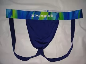INTIMO PAPI UOMO JOCKSTRAPS COLORE BLU CON FASCIA LIME & BLU TAGLIA MEDIA M - Foto 1 di 3