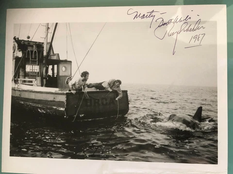 Roy Scheider and Richard Dreyfuss signed "Gonna Need a Bigger Boat" JAWS photo Cover