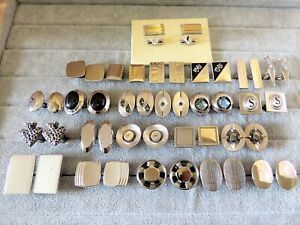 LOT OF 23 PAIRS SILVER PLATED MENS CUFFLINKS*SWANK*HICKOK*STERLING*MANLEIGH+++