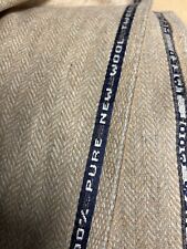 5 Metres Light Camel Herringbone 100% Wool Tweed Fabric