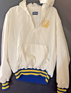 Vintage Holloway Varsity Jacket 1/4 Zip Hoodie Satin white with Chief Large - Picture 1 of 7