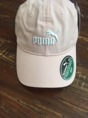 Gorra ajustable PUMA para mujer 6 paneles rosa pastel blanco logotipo gorra nueva con etiquetas Foto 1 de 4