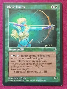 Magic The Gathering FALLEN EMPIRES ELVISH HUNTER POOLE tarjeta verde Magic The Gathering - Imagen 1 de 2