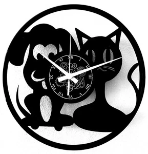 OROLOGIO DA PARETE ARTIGIANALE - DISCO VINILE - ANIMALI CASA CANE GATTO - Foto 1 di 4