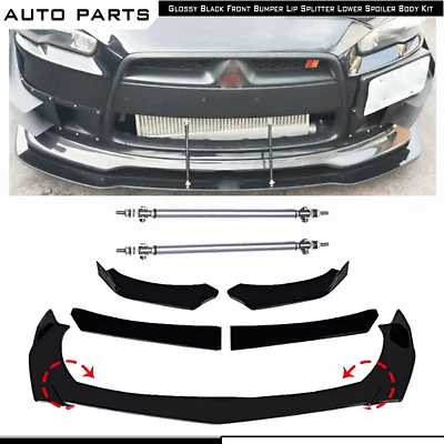 For Mitsubishi Lancer 2008-15 Front Bumper Spoiler Lip Splitter Gloss Black Body — 第 1/4 张图片