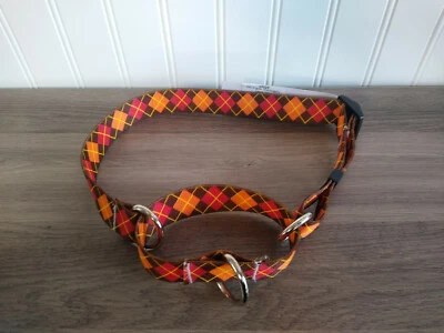 SMALL Martingale Dog Collar FALL Argyle Autumn Thanksgiving Safe 14" - Image 1 of 3