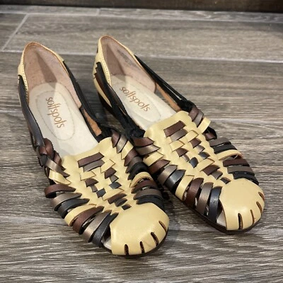 SOFTSPOTS Womens Trinidad Huarache Sandals 8.5 M Tan Brown Black - image 1 of 4