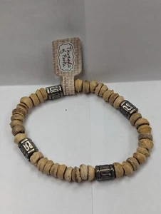 Natural Wooden Wood Beaded Healing Simple Men Surfer Stretch TAN Bracelet - Picture 1 of 1