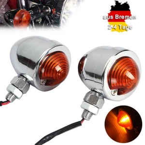 2x Chrome Motorrad Kugel Blinker Turn Signal Licht Anzeigeleuchte Fit Für Harley - Picture 1 of 7