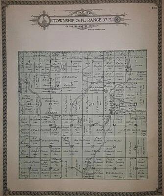 Mapa Plat 1911 ~ Harrington Twp., 26N-37E - Lincoln Co., Washington ~ Coal Creek Foto 1 de 2