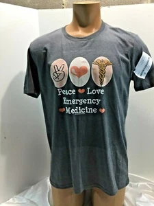 Peace Love Emergency Medicine doctor nurse Ambulance T shirt large - Picture 1 of 1