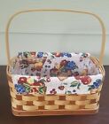 Longaberger 2006 Two-Pint Basket (Natural & Red Check Weave) Protector & Liner