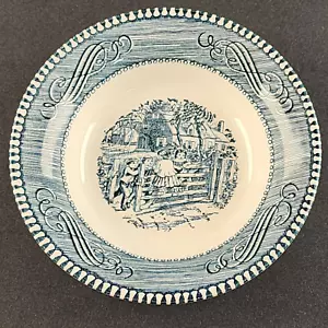 Tazón de postre de fruta azul Currier and Ives 53⁄4"" de Royal Old Farm Gate imagen EE. UU. - Imagen 1 de 7