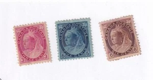CANADA # 78 VF-MNH,# 79 VF-MH, # 80 VF-MNG Q/VICTORIAN NUMERALS CAT VALUE $610 - Picture 1 of 1