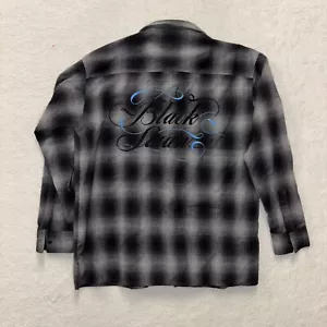 Camisa BTS Kpop Para Hombre Grande "Cisne Negro" Bordada Negro Gris Franela a Cuadros - Imagen 1 de 7