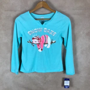 MAX & OLIVIA Kids Girls Glitter SNOW DAYS Pajama Shirt NWT L 10/12 - Picture 1 of 6