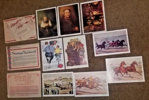 9 LITHOGRAPH LOT CURRIER & IVES NORMAN ROCKWELL MASTERS OF THE ARTS 5x7 - Picture 1 of 9