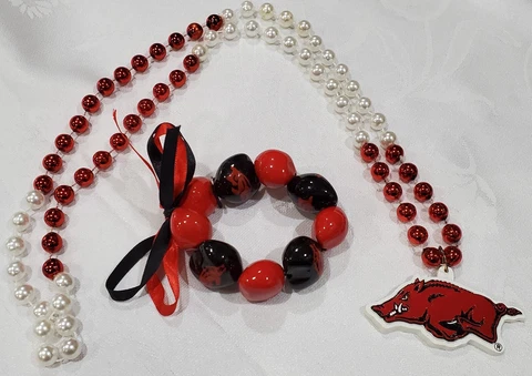 Set of 2 UNIVERSITY OF ARKANSAS RAZORBACKS Necklace & Bracelet Cover