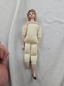 VTG / Antique 10.5" Bisque Doll Molded Hair - Picture 1 of 4