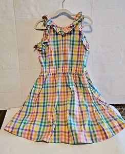 NWT Crewcuts Girls Plaid Sleeveless V Back Summer Dress Pastel Ruffle Size 10 - Picture 1 of 11