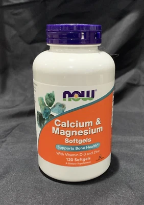 NOW Foods Calcio y Magnesio con Vitamina D3 y Zinc 120 Cápsulas Blandas (07-2027) Foto 1 de 4