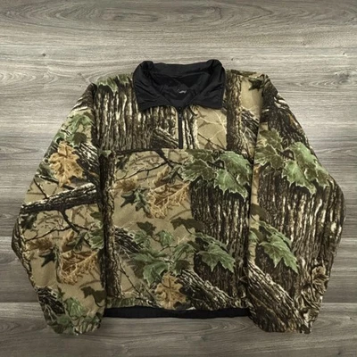 Vintage Camo Reversible Pullover Jacket Mens XL Fleece Nylon Quarter Zip Duxbak - Image 1 of 4