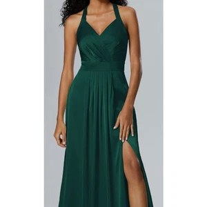 AW BRIDAL 10 L hunter green Theresa cocktail formal party gala maxi dress B162 - Picture 1 of 10